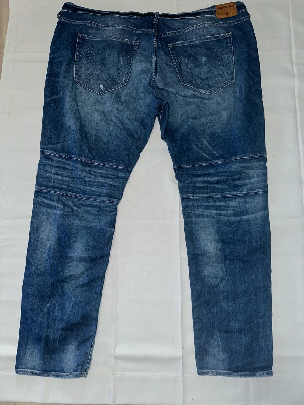 True Religion Men's Distressed Dark Blue Slim-Straight Jeans